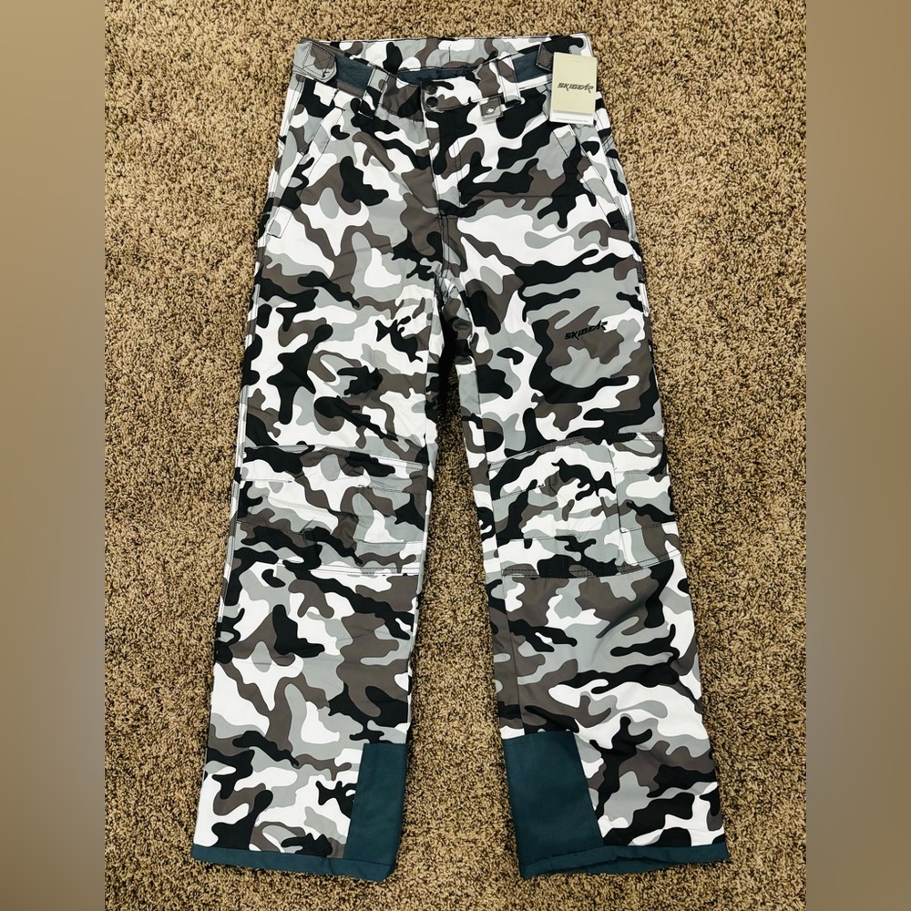 BRAND NEW WITH TAGS BOYS CAMO BLACK SKIGEAR SKI PANTS SZ XL